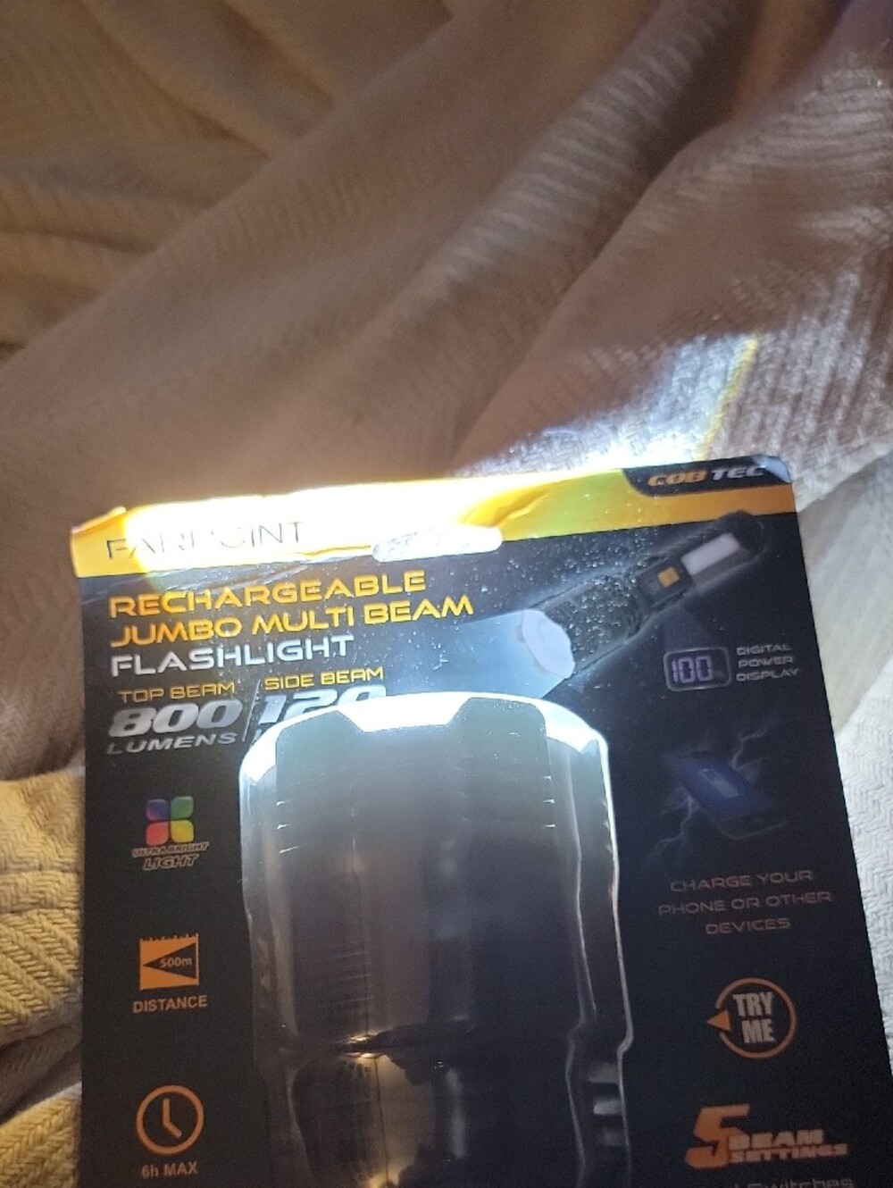 Rechargeable Black Flashlight - Multi-Beam LED - Picture 4 of 10